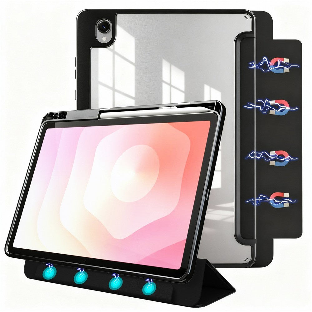 For Samsung Galaxy Tab S11 Folding Stand Leather Case Magnetic Detachable Tablet Cover with Auto Wake / Sleep