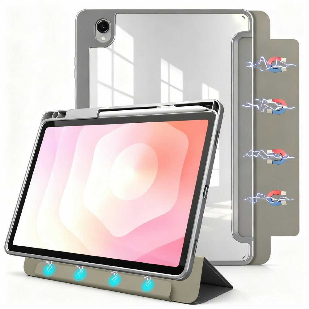 For Samsung Galaxy Tab S11 Folding Stand Leather Case Magnetic Detachable Tablet Cover with Auto Wake / Sleep