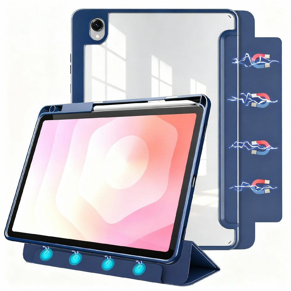 For Samsung Galaxy Tab S11 Folding Stand Leather Case Magnetic Detachable Tablet Cover with Auto Wake / Sleep