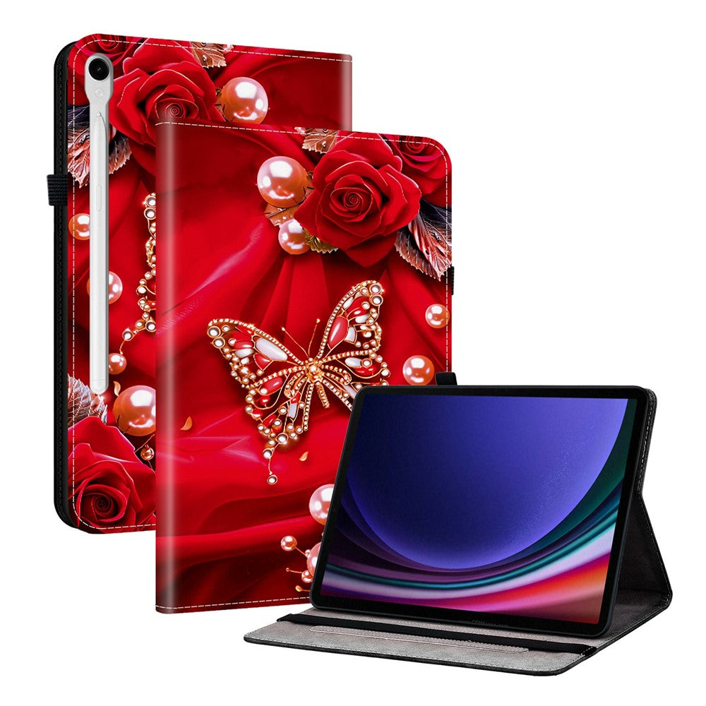 Læderetui til Samsung Galaxy Tab S10 Lite / S10 FE / S9 / S9 FE Mønstertryk Stander Tabletcover med kortpladser