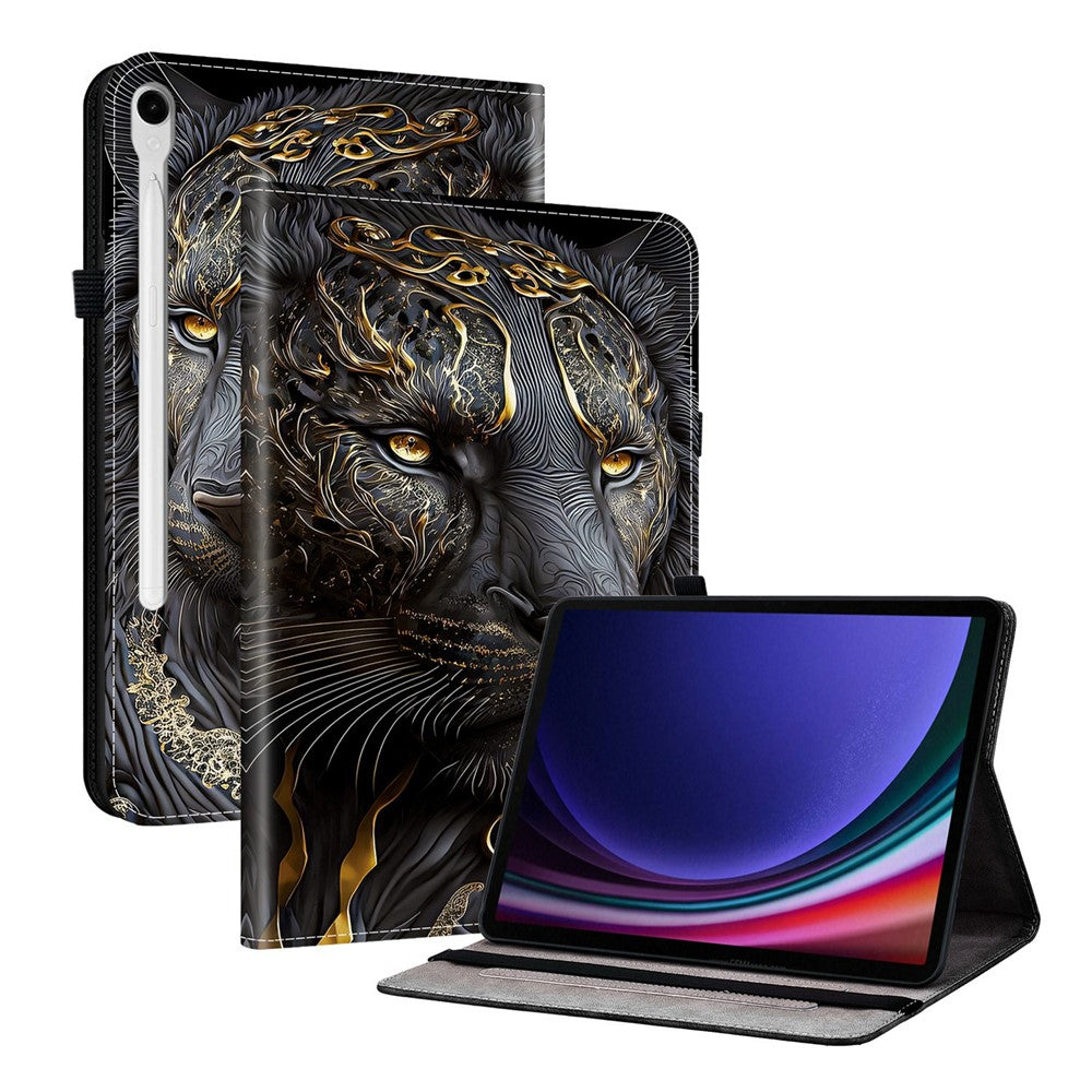 Læderetui til Samsung Galaxy Tab S10 Lite / S10 FE / S9 / S9 FE Mønstertryk Stander Tabletcover med kortpladser