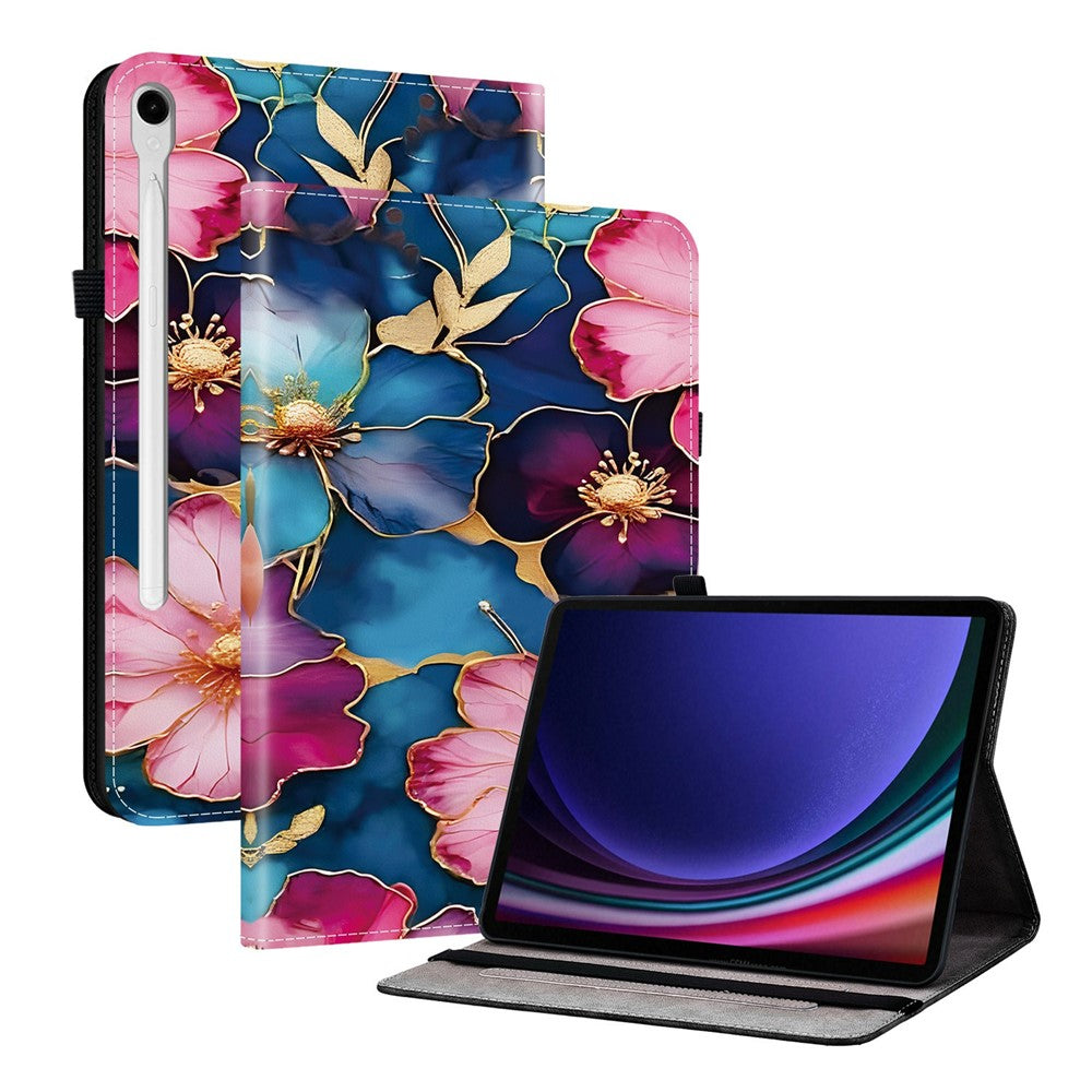 Læderetui til Samsung Galaxy Tab S10 Lite / S10 FE / S9 / S9 FE Mønstertryk Stander Tabletcover med kortpladser