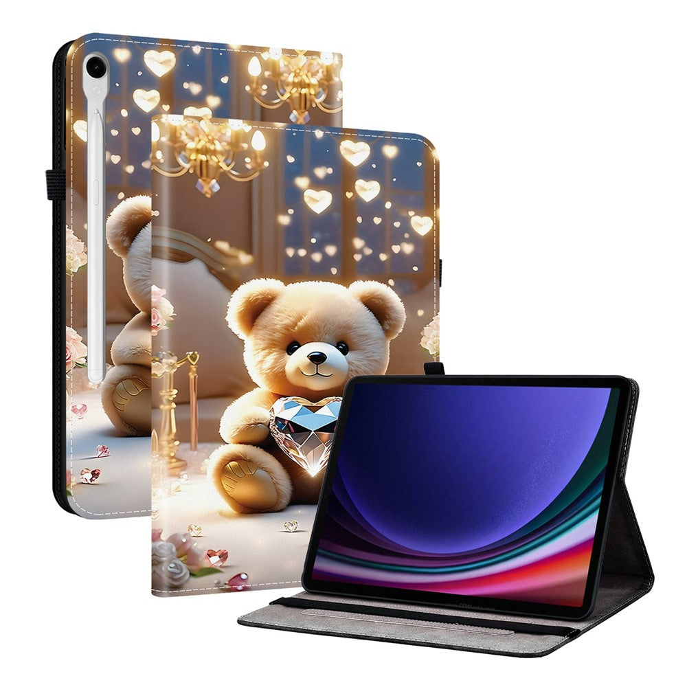 Læderetui til Samsung Galaxy Tab S10 Lite / S10 FE / S9 / S9 FE Mønstertryk Stander Tabletcover med kortpladser