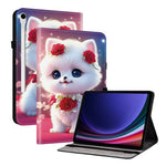 Læderetui til Samsung Galaxy Tab S10 Lite / S10 FE / S9 / S9 FE Mønstertryk Stander Tabletcover med kortpladser
