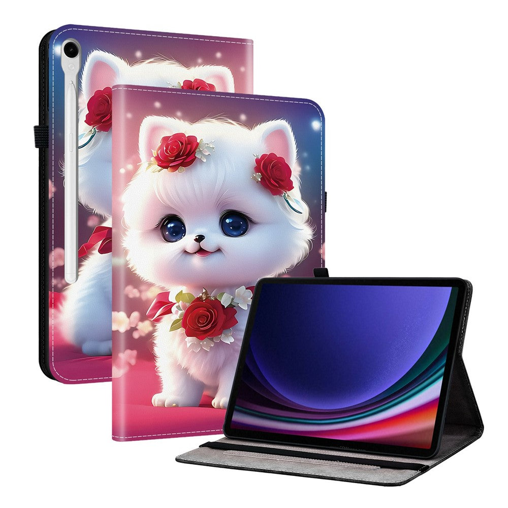Læderetui til Samsung Galaxy Tab S10 Lite / S10 FE / S9 / S9 FE Mønstertryk Stander Tabletcover med kortpladser