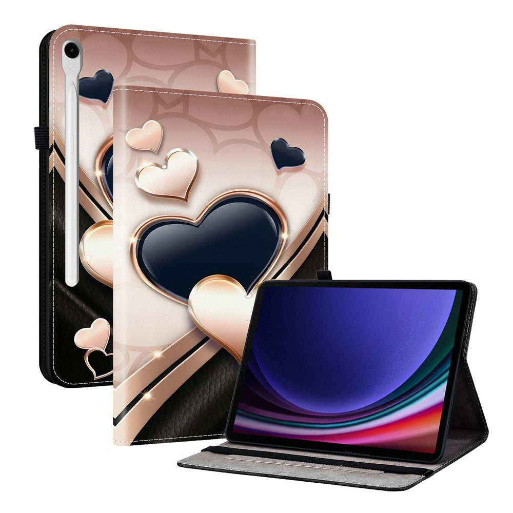Læderetui til Samsung Galaxy Tab S10 Lite / S10 FE / S9 / S9 FE Mønstertryk Stander Tabletcover med kortpladser