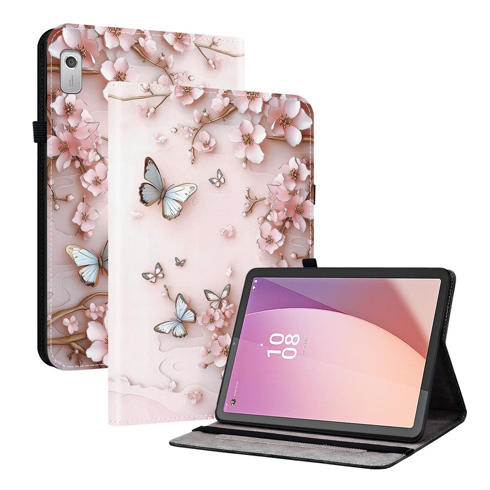 For Lenovo Tab M9 TB-310FU Leather Case Pattern Printed Stand Tablet Cover with Card Slots