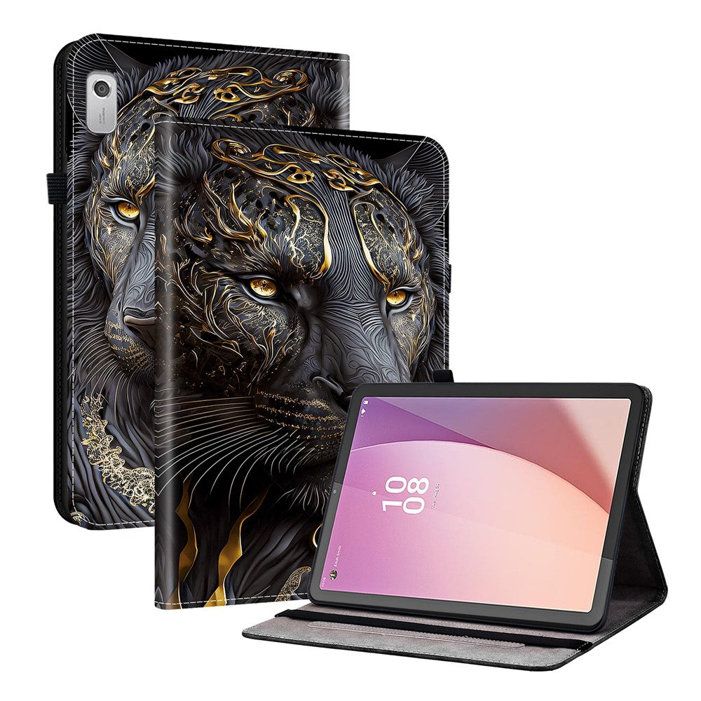 For Lenovo Tab M9 TB-310FU Leather Case Pattern Printed Stand Tablet Cover with Card Slots