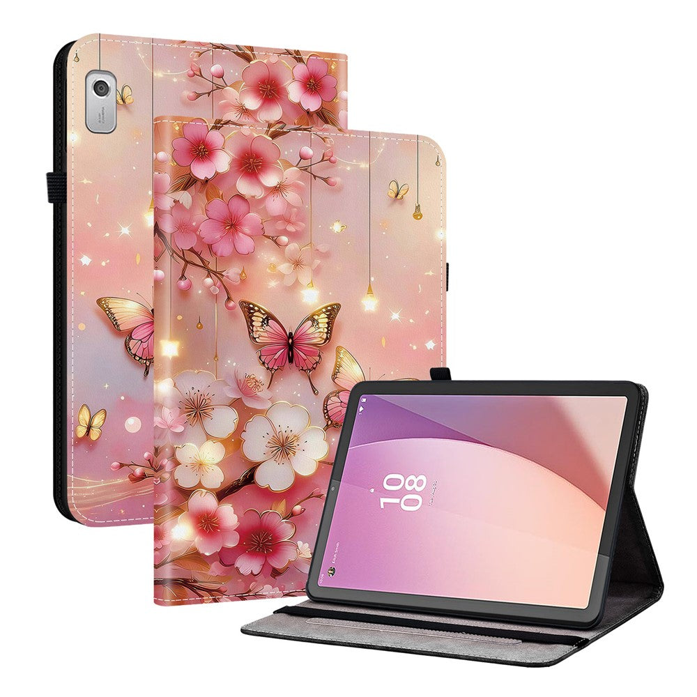 For Lenovo Tab M9 TB-310FU Leather Case Pattern Printed Stand Tablet Cover with Card Slots