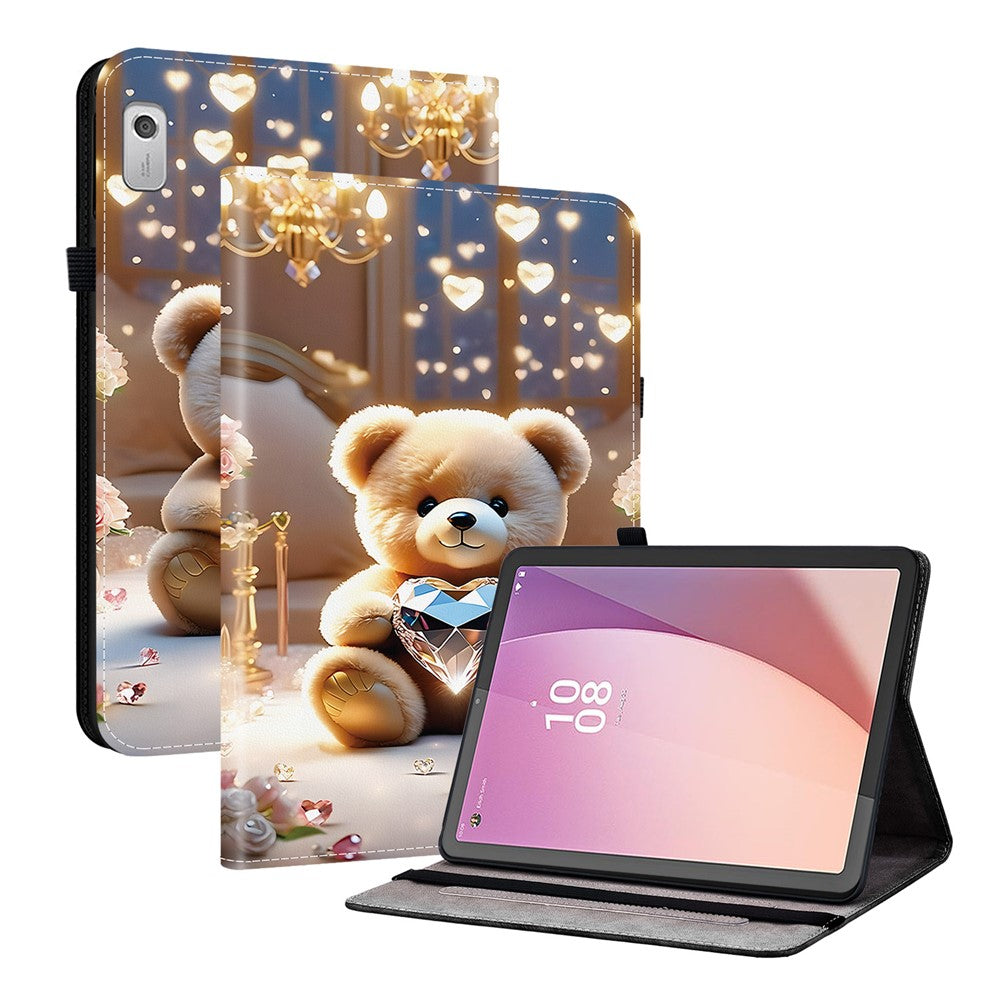 For Lenovo Tab M9 TB-310FU Leather Case Pattern Printed Stand Tablet Cover with Card Slots