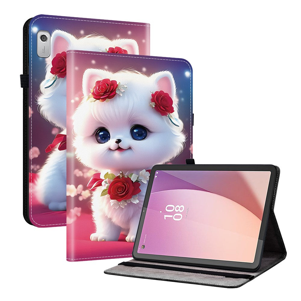 For Lenovo Tab M9 TB-310FU Leather Case Pattern Printed Stand Tablet Cover with Card Slots