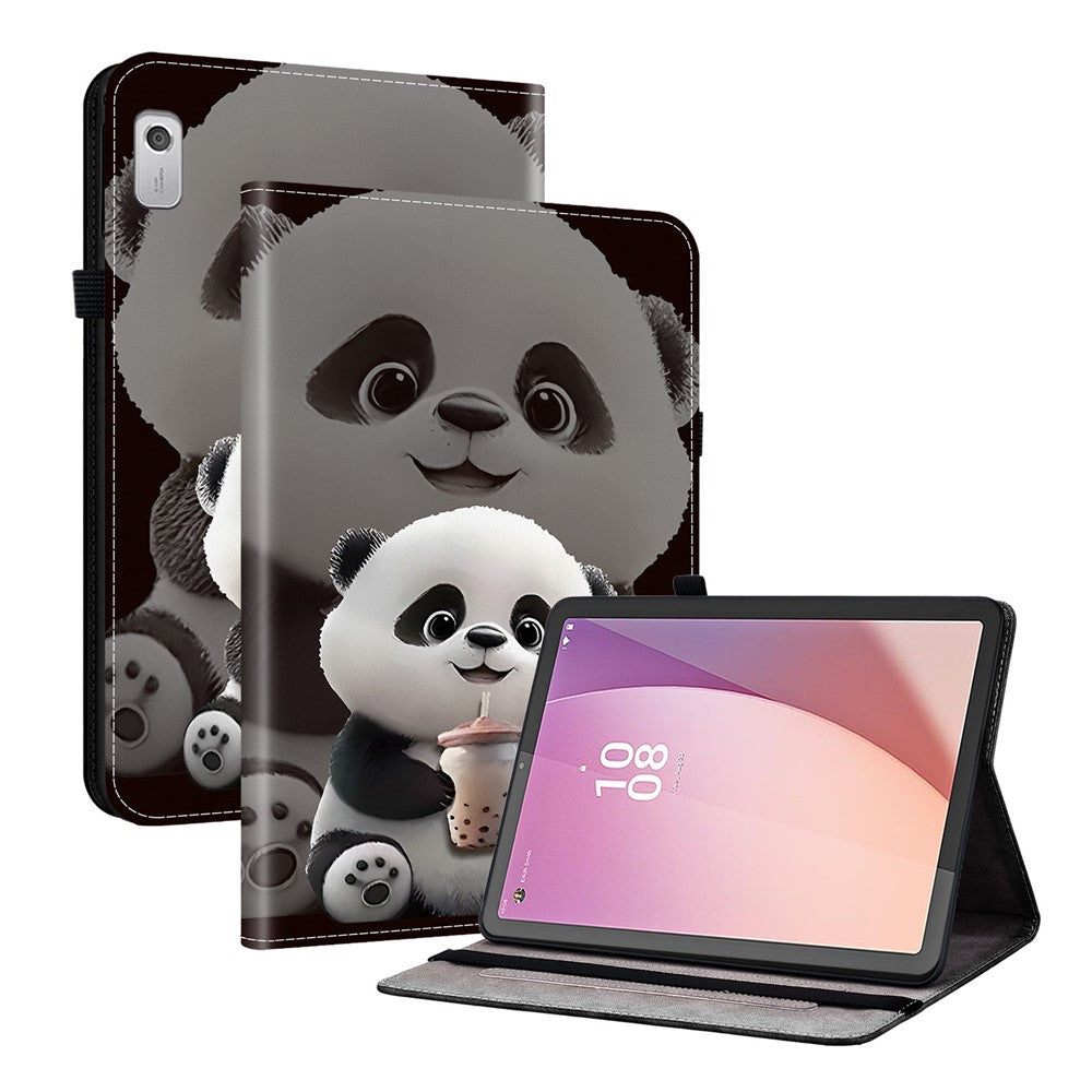 For Lenovo Tab M9 TB-310FU Leather Case Pattern Printed Stand Tablet Cover with Card Slots