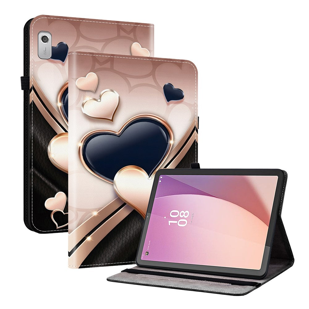 For Lenovo Tab M9 TB-310FU Leather Case Pattern Printed Stand Tablet Cover with Card Slots