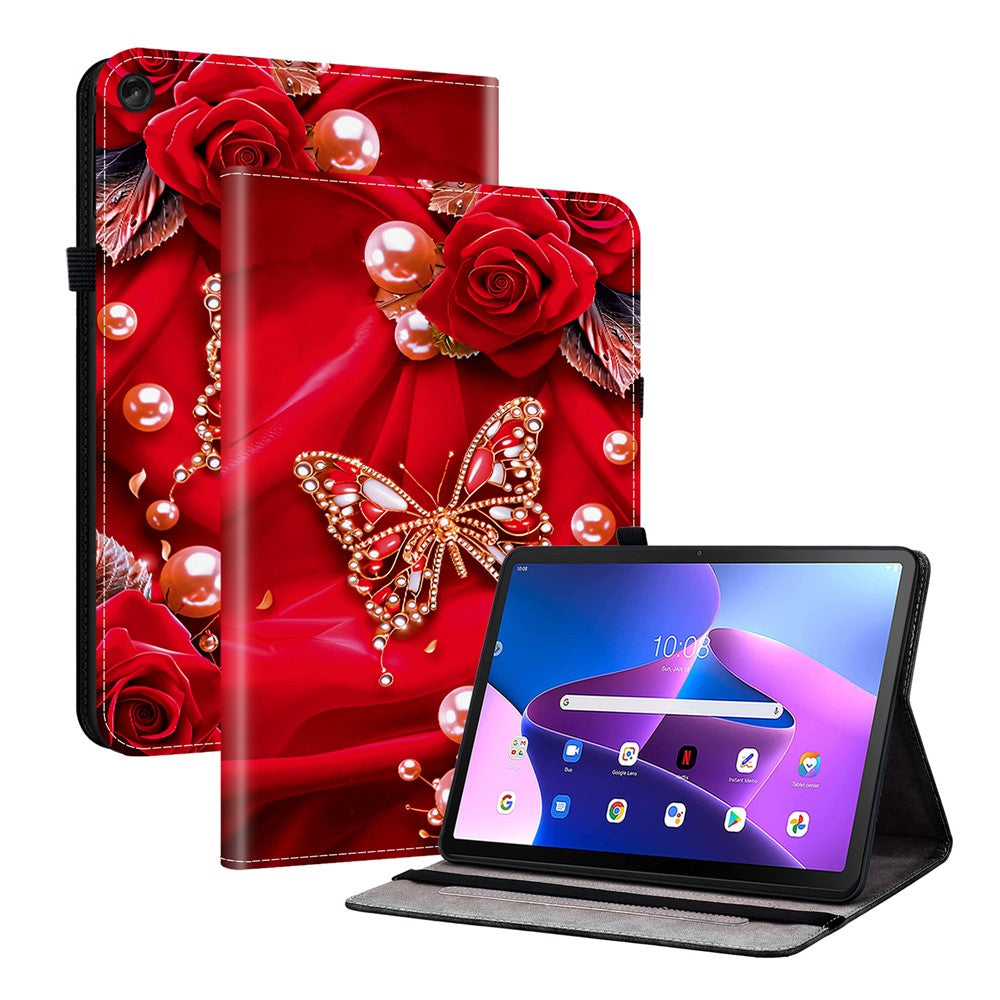 For Lenovo Tab M10 (Gen 3) Leather Case Pattern Printed Stand Tablet Cover with Card Slots