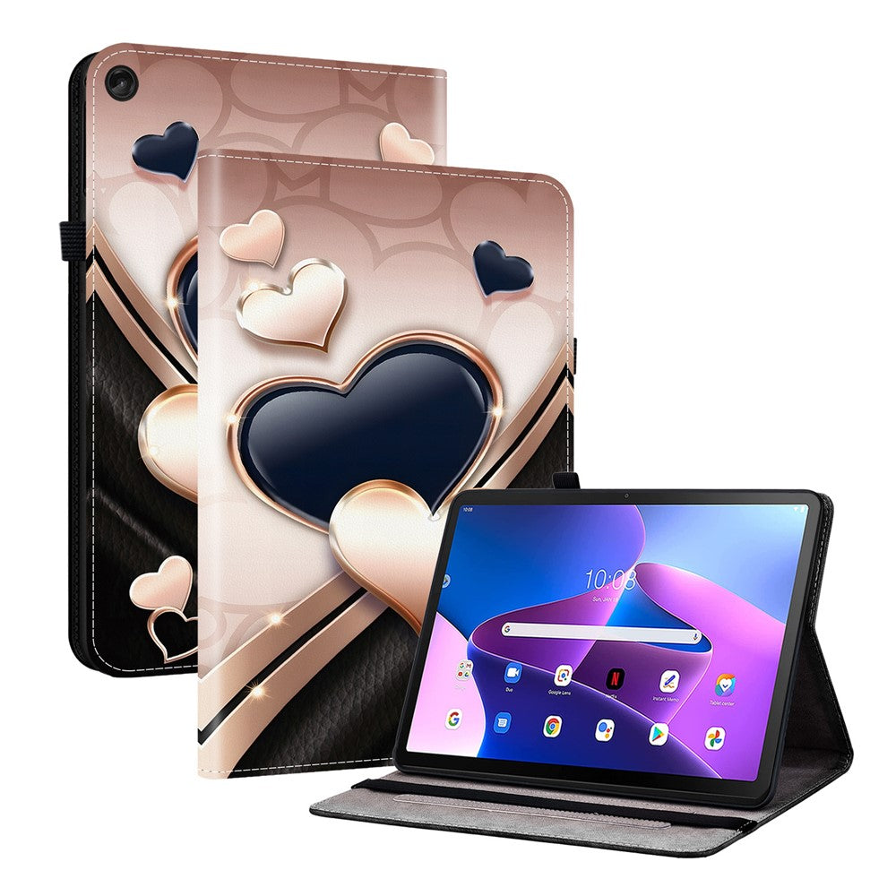For Lenovo Tab M10 (Gen 3) Leather Case Pattern Printed Stand Tablet Cover with Card Slots