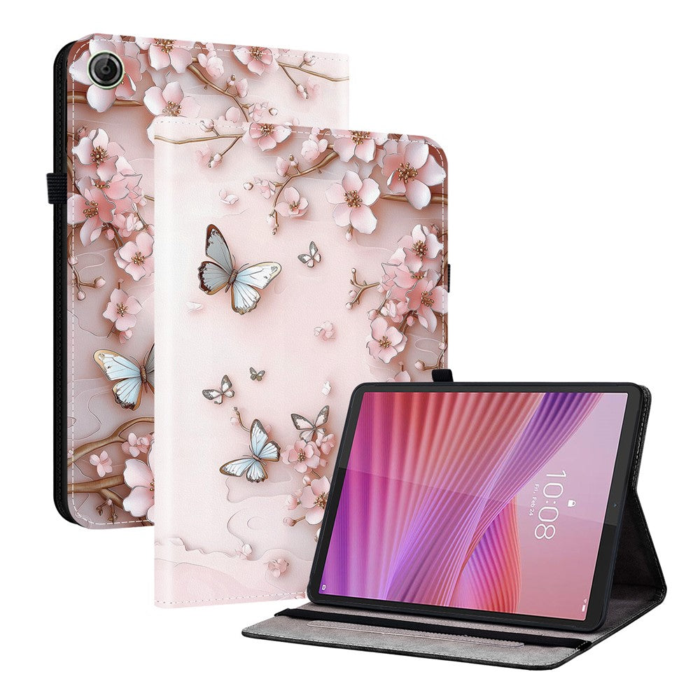 Läderfodral för Lenovo Tab TB311FU med mönster och stativ, surfplatta och kortplatser