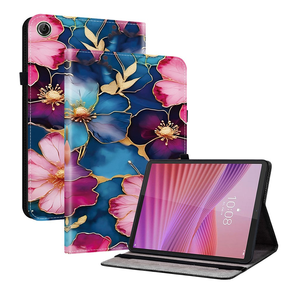 Läderfodral för Lenovo Tab TB311FU med mönster och stativ, surfplatta och kortplatser