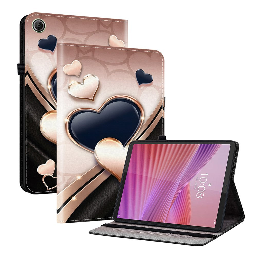 Läderfodral för Lenovo Tab TB311FU med mönster och stativ, surfplatta och kortplatser