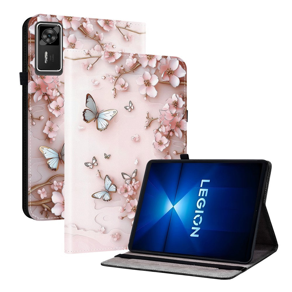 For Lenovo Legion Y700 Gen 4 Leather Case Pattern Printed Stand Tablet Cover with Card Slots