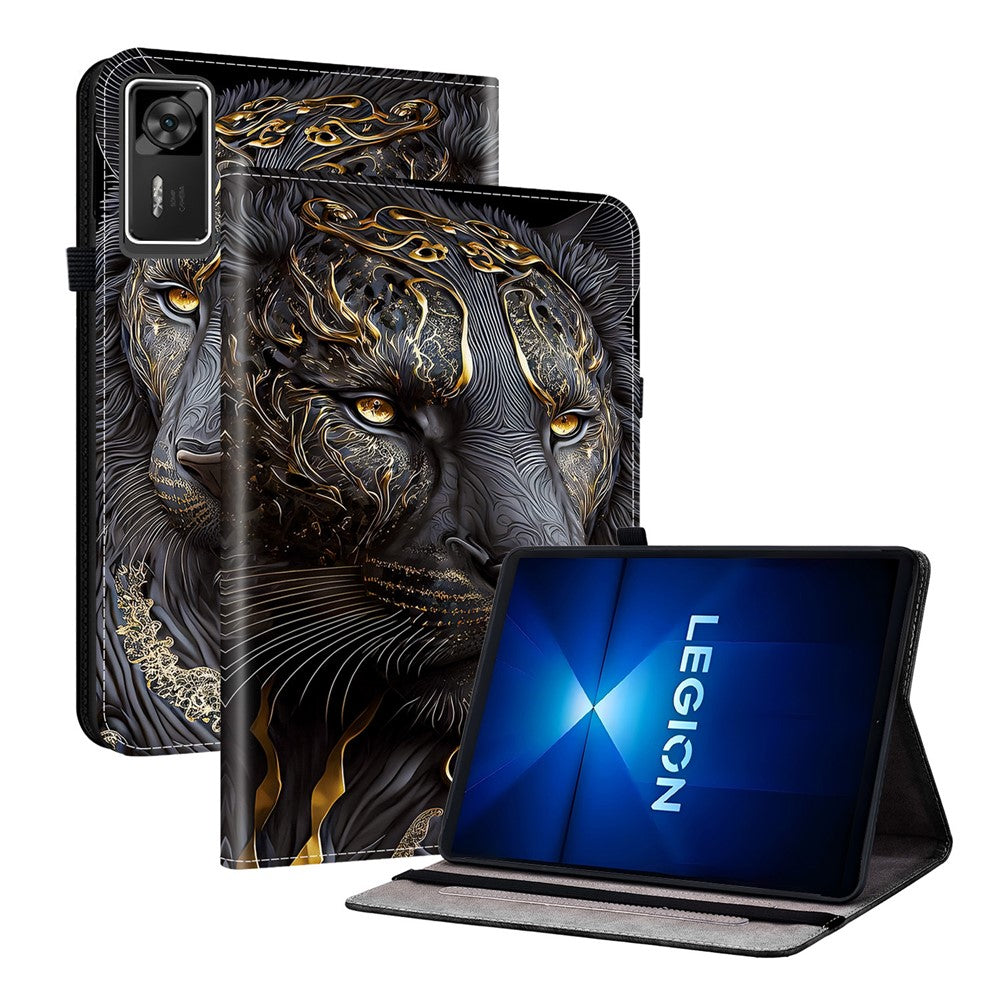 For Lenovo Legion Y700 Gen 4 Leather Case Pattern Printed Stand Tablet Cover with Card Slots