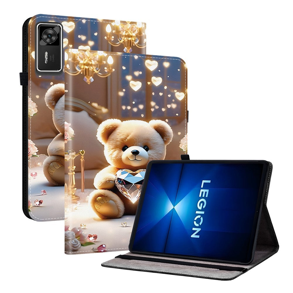 For Lenovo Legion Y700 Gen 4 Leather Case Pattern Printed Stand Tablet Cover with Card Slots