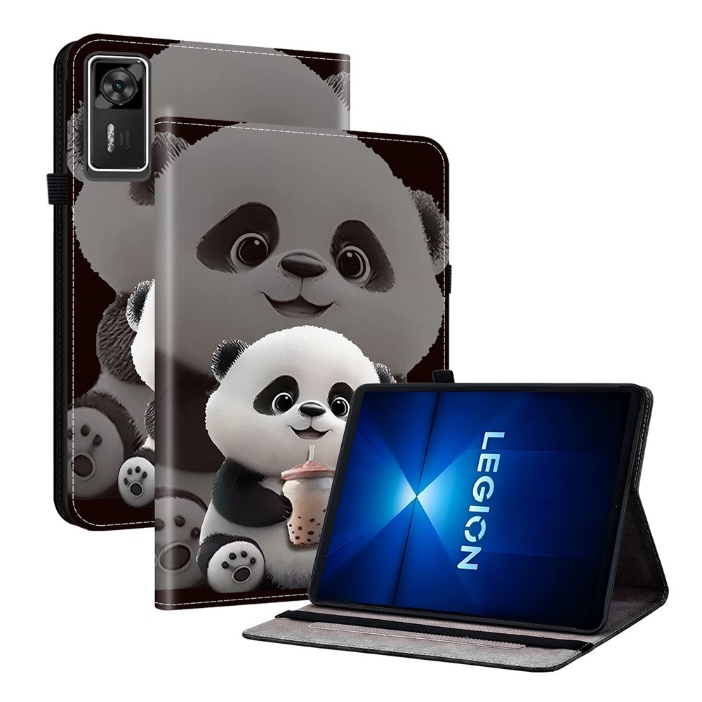 For Lenovo Legion Y700 Gen 4 Leather Case Pattern Printed Stand Tablet Cover with Card Slots