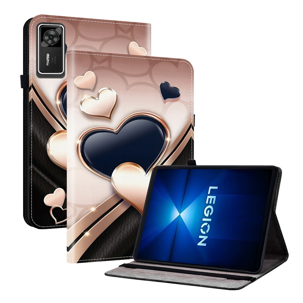 For Lenovo Legion Y700 Gen 4 Leather Case Pattern Printed Stand Tablet Cover with Card Slots
