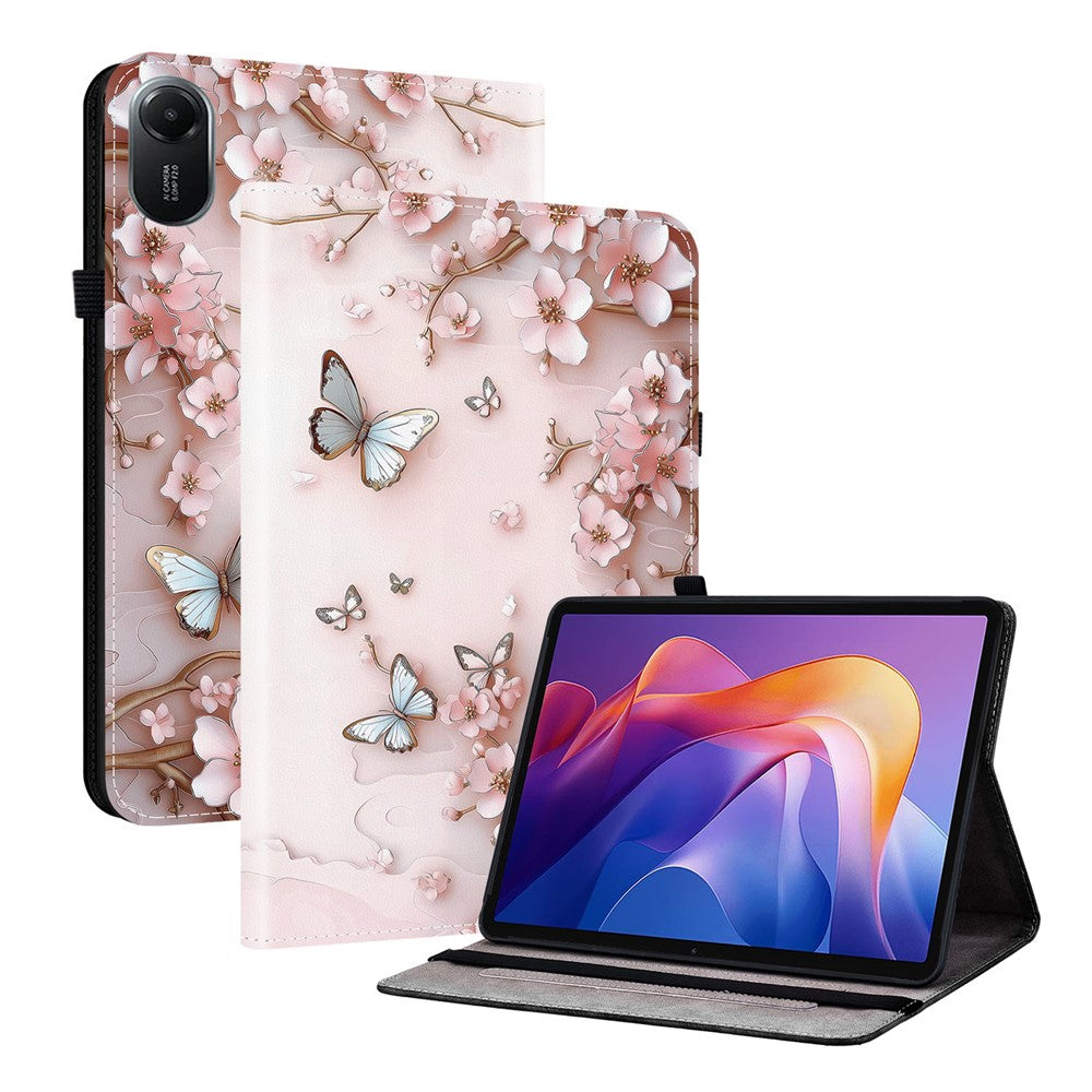 Läderfodral för Xiaomi Redmi Pad 2 11, mönstertryckt stativ, surfplatta med kortplatser