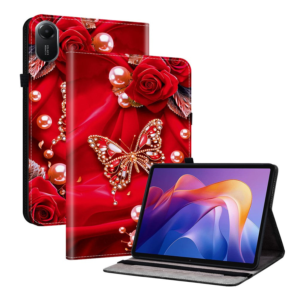 Läderfodral för Xiaomi Redmi Pad 2 11, mönstertryckt stativ, surfplatta med kortplatser