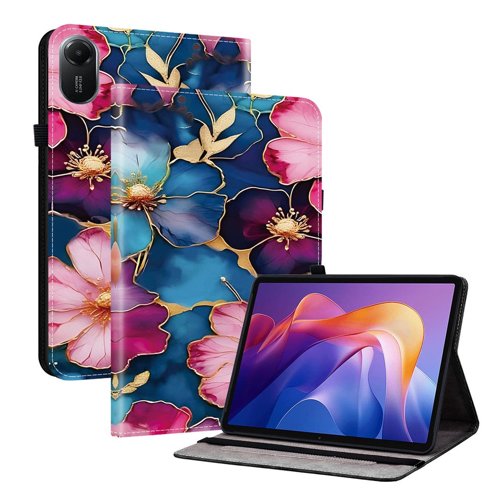 Läderfodral för Xiaomi Redmi Pad 2 11, mönstertryckt stativ, surfplatta med kortplatser