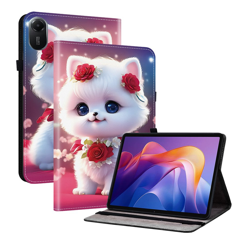 Läderfodral för Xiaomi Redmi Pad 2 11, mönstertryckt stativ, surfplatta med kortplatser