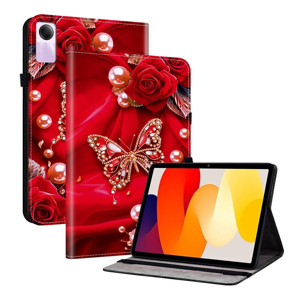 For Xiaomi Redmi Pad SE Leather Case Pattern Printed Stand Tablet Cover with Card Slots