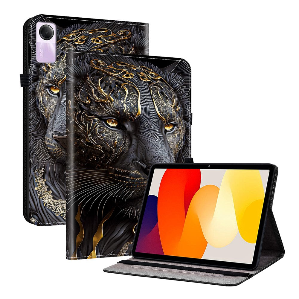 For Xiaomi Redmi Pad SE Leather Case Pattern Printed Stand Tablet Cover with Card Slots