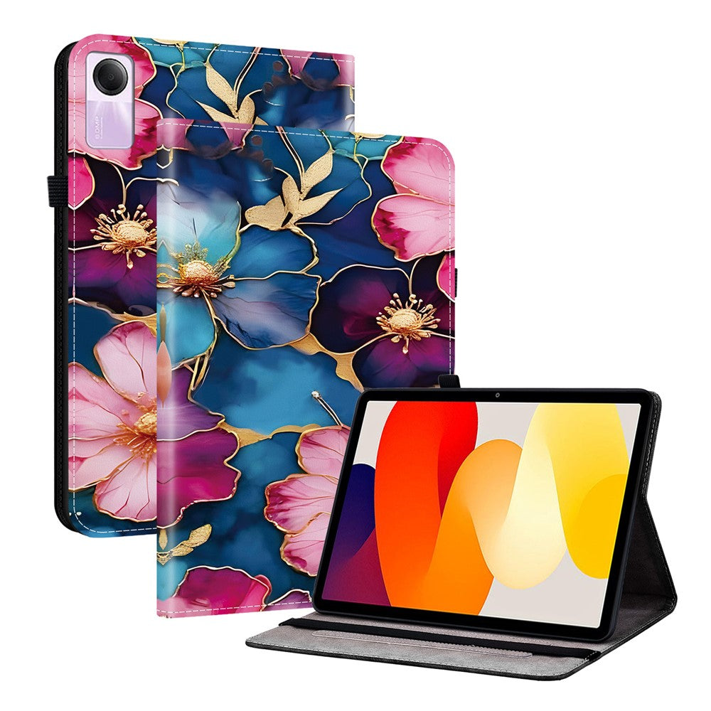 For Xiaomi Redmi Pad SE Leather Case Pattern Printed Stand Tablet Cover with Card Slots