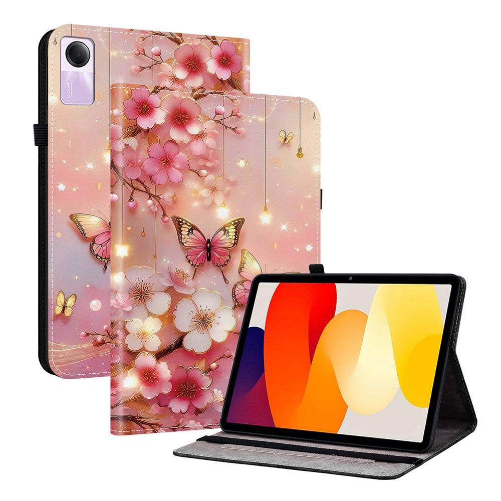 For Xiaomi Redmi Pad SE Leather Case Pattern Printed Stand Tablet Cover with Card Slots
