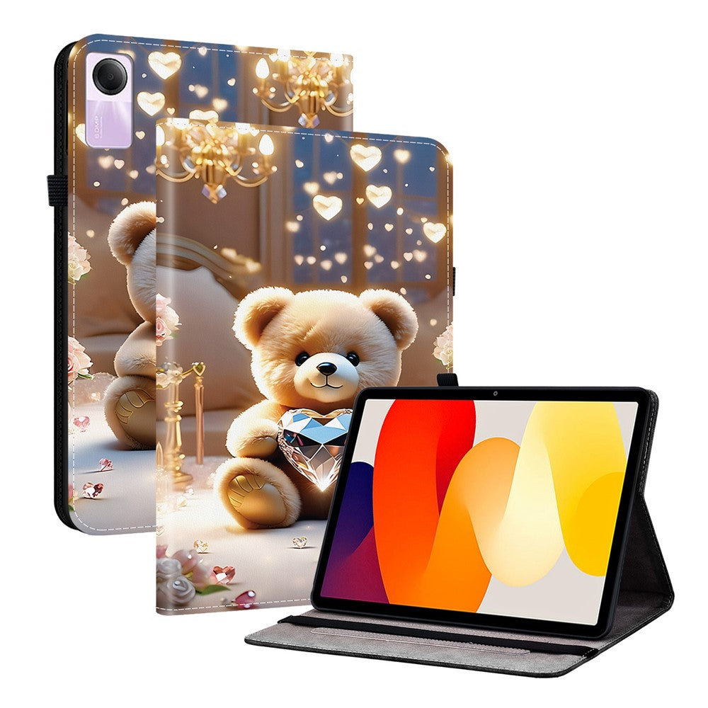 For Xiaomi Redmi Pad SE Leather Case Pattern Printed Stand Tablet Cover with Card Slots