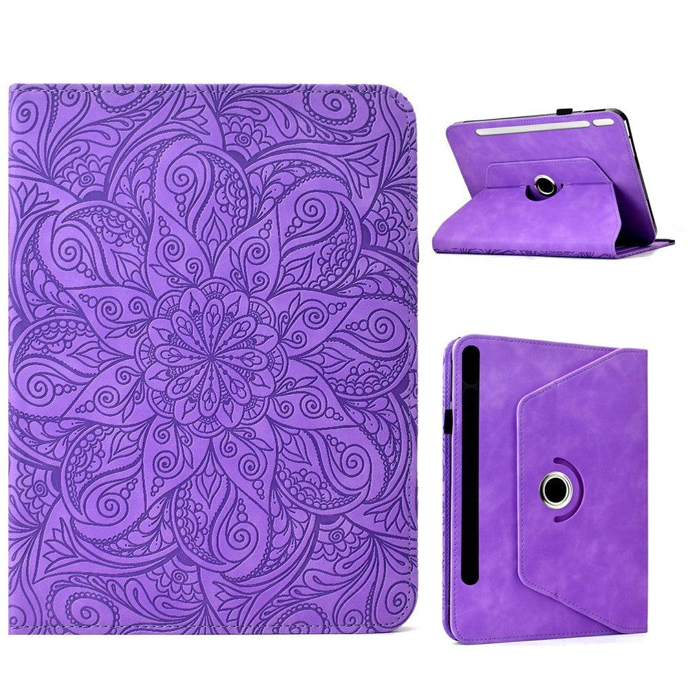 Læderetui til Samsung Galaxy Tab S10 FE / S9 FE / S9 Kortlommer Roterende Stand Mandala Blomster Tablet Cover