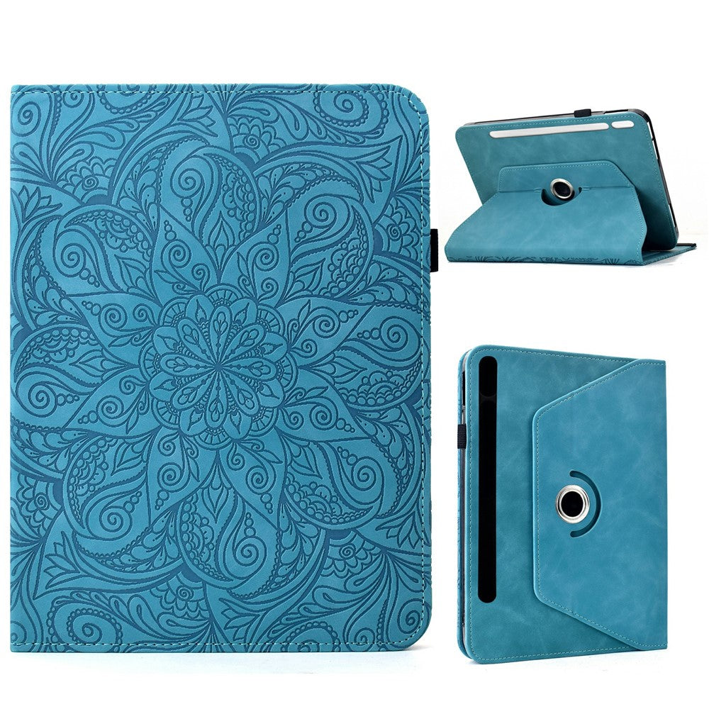 Læderetui til Samsung Galaxy Tab S10 FE / S9 FE / S9 Kortlommer Roterende Stand Mandala Blomster Tablet Cover