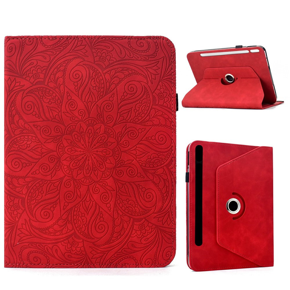 Læderetui til Samsung Galaxy Tab S10 FE / S9 FE / S9 Kortlommer Roterende Stand Mandala Blomster Tablet Cover