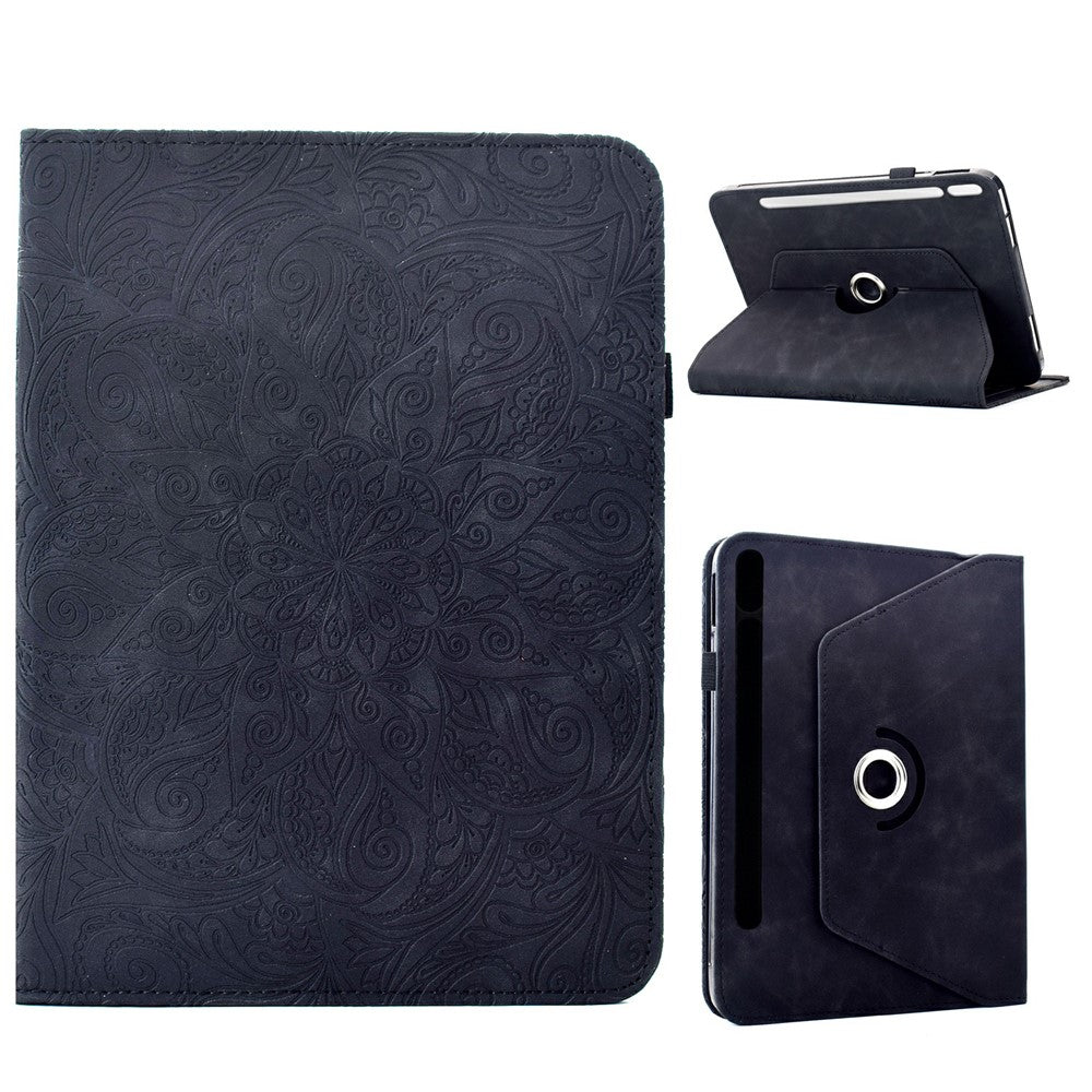 Læderetui til Samsung Galaxy Tab S10 FE / S9 FE / S9 Kortlommer Roterende Stand Mandala Blomster Tablet Cover