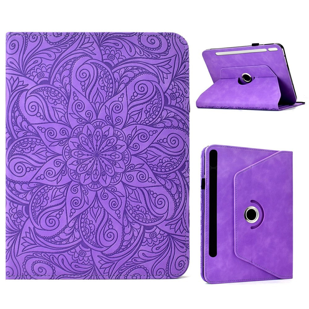 For Samsung Galaxy Tab S11 Leather Case Card Slots Rotary Stand Mandala Flower Tablet Cover