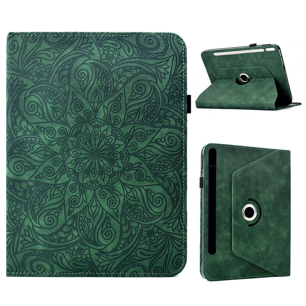 For Samsung Galaxy Tab S11 Leather Case Card Slots Rotary Stand Mandala Flower Tablet Cover