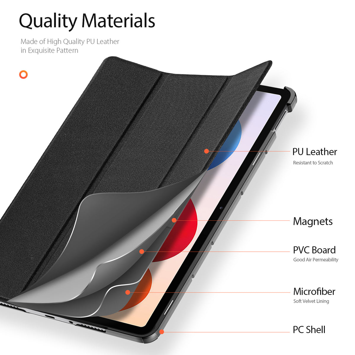 DUX DUCIS For Xiaomi Redmi Pad Pro / Xiaomi Redmi Pad Pro 5G / Xiaomi Poco Pad 4G / Xiaomi Poco Pad 5G / Xiaomi Redmi Pad 2 Pro Case  Domo Series Tri-fold Stand PU Leather Tablet Cover