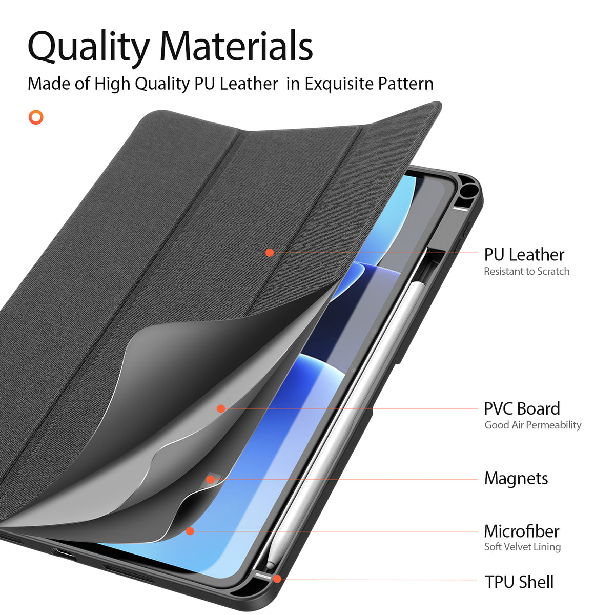 DUX DUCIS For Xiaomi Poco Pad X1 / Pad 8 Pro / Pad 8 / Pad 7 Pro / Pad 7 Case  Domo Series Tri-fold Stand PU Leather Tablet Cover