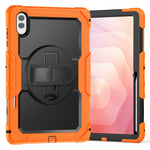 For Samsung Galaxy Tab S11 Ultra Case Hand Strap Kickstand PC + Silicone Tablet Cover with PET Film and Shoulder Strap
