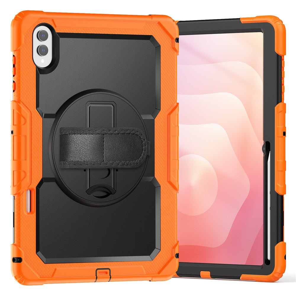 For Samsung Galaxy Tab S11 Ultra Case Hand Strap Kickstand PC + Silicone Tablet Cover with PET Film and Shoulder Strap