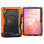 For Samsung Galaxy Tab S11 Ultra Case Hand Strap Kickstand PC + Silicone Tablet Cover with PET Film and Shoulder Strap