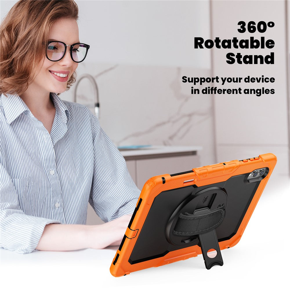For Samsung Galaxy Tab S11 Ultra Case Hand Strap Kickstand PC + Silicone Tablet Cover with PET Film and Shoulder Strap