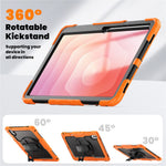 For Samsung Galaxy Tab S11 Ultra Case Hand Strap Kickstand PC + Silicone Tablet Cover with PET Film and Shoulder Strap
