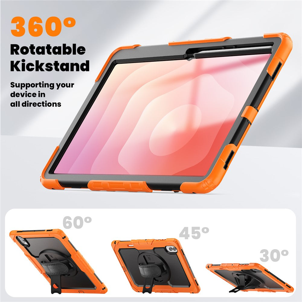 For Samsung Galaxy Tab S11 Ultra Case Hand Strap Kickstand PC + Silicone Tablet Cover with PET Film and Shoulder Strap